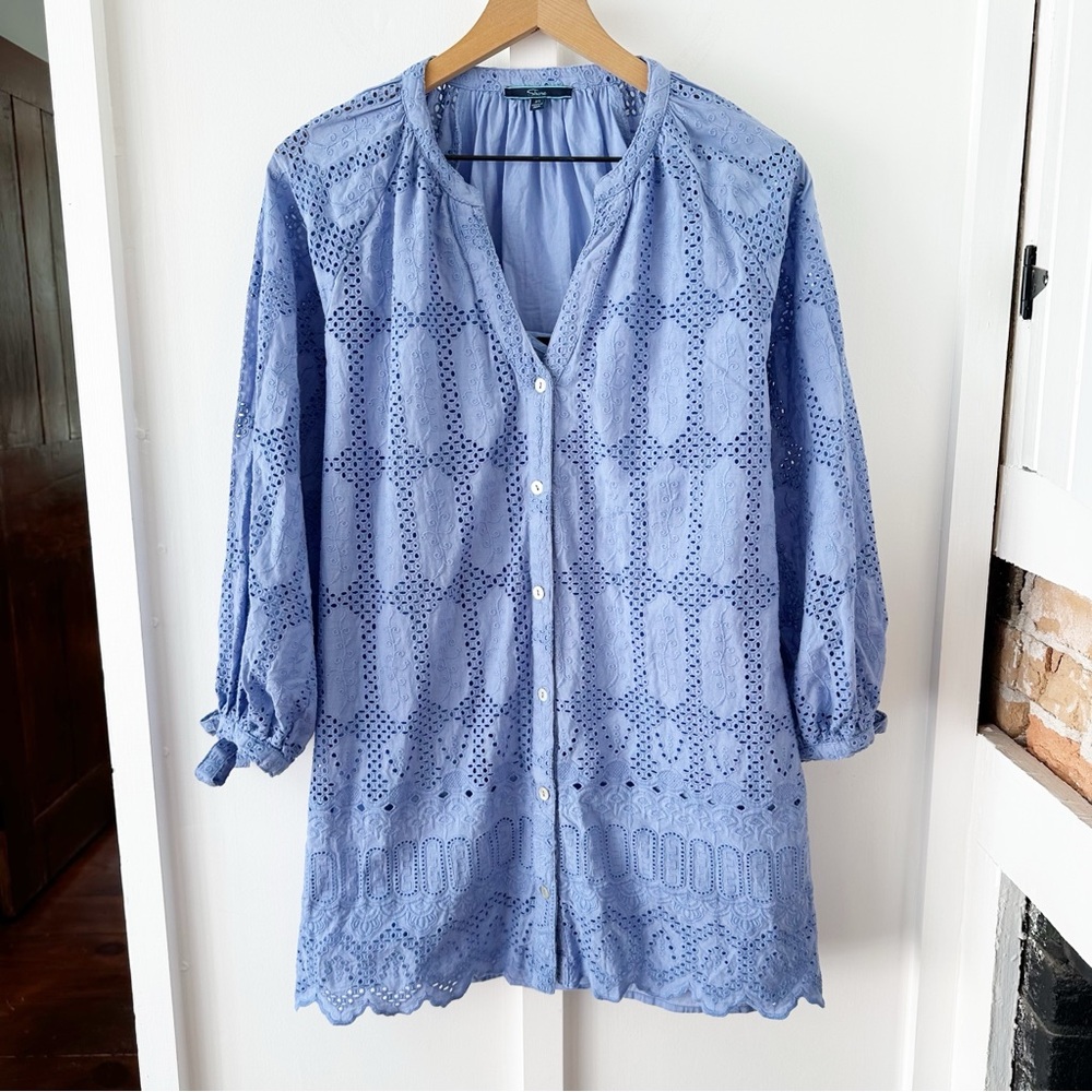 SHORE blue eyelet dress